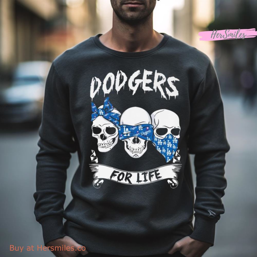 Los Angeles Dodgers For Life Skull Shirt