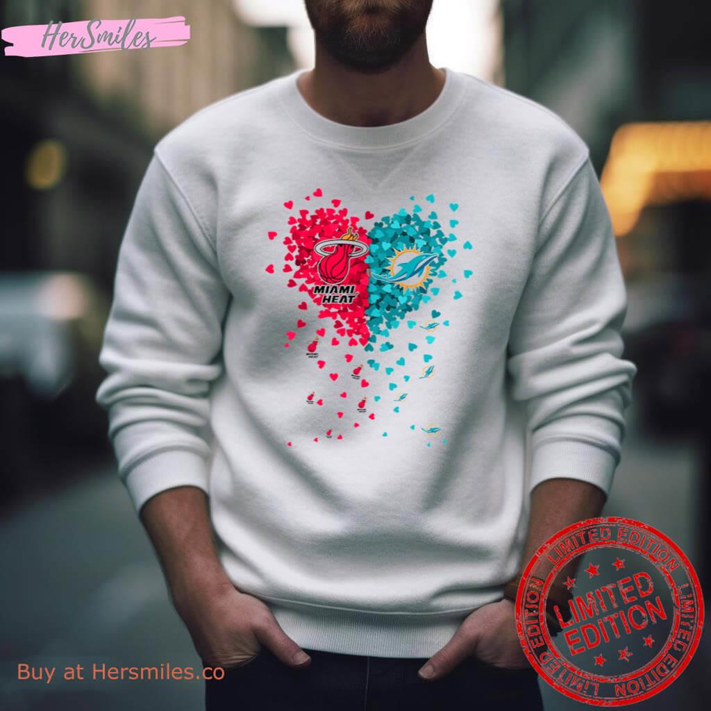 Miami Heat And Miami Dolphins Tiny Heart Shape 2023 Shirt