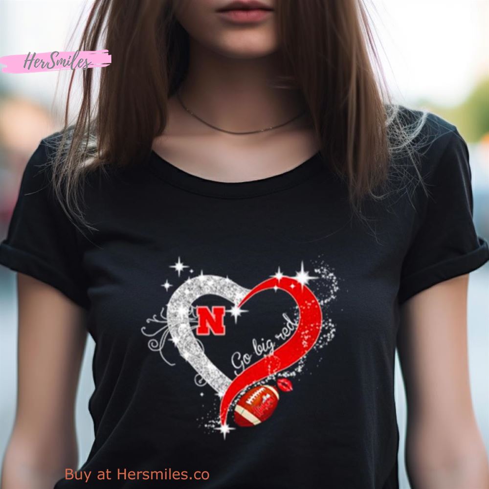 Nebraska Cornhuskers Go Big Red Diamond Heart Shirt Nebraska Cornhuskers Go Big Red Diamond Heart Shirt