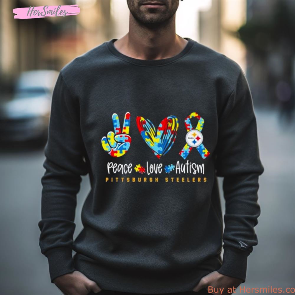 Peace Love Autism Pittsburgh Steelers Nfl Shirt