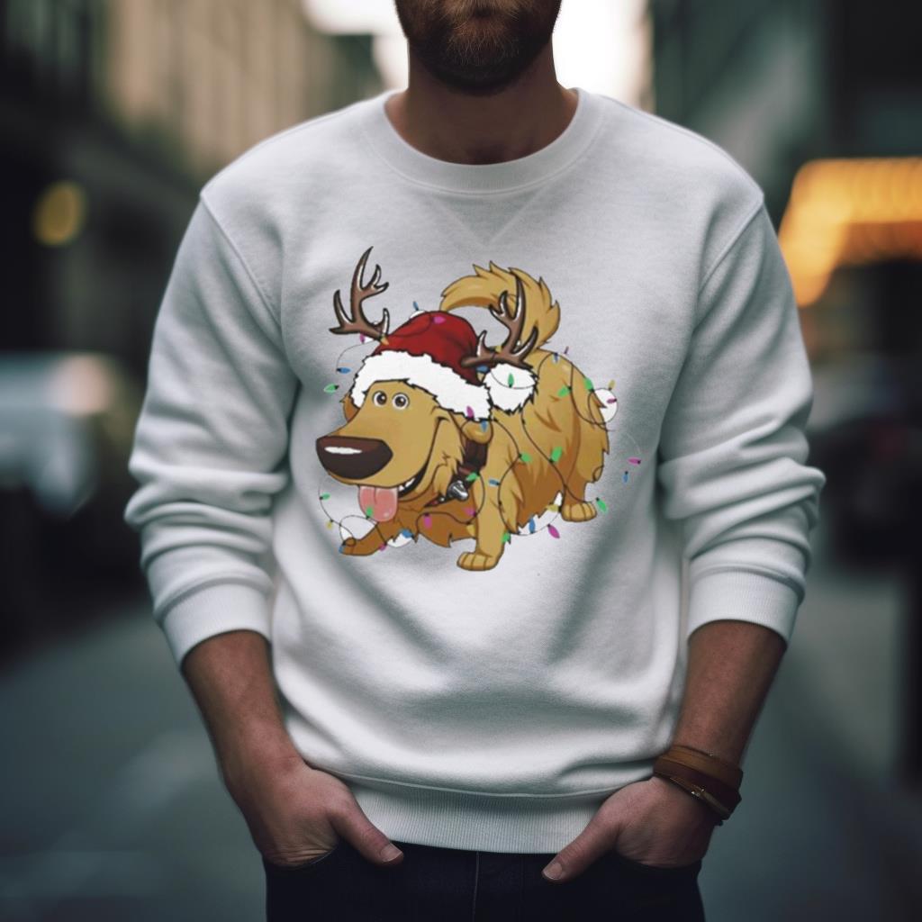 Santa Dug Dog Christmas Lights Shirt