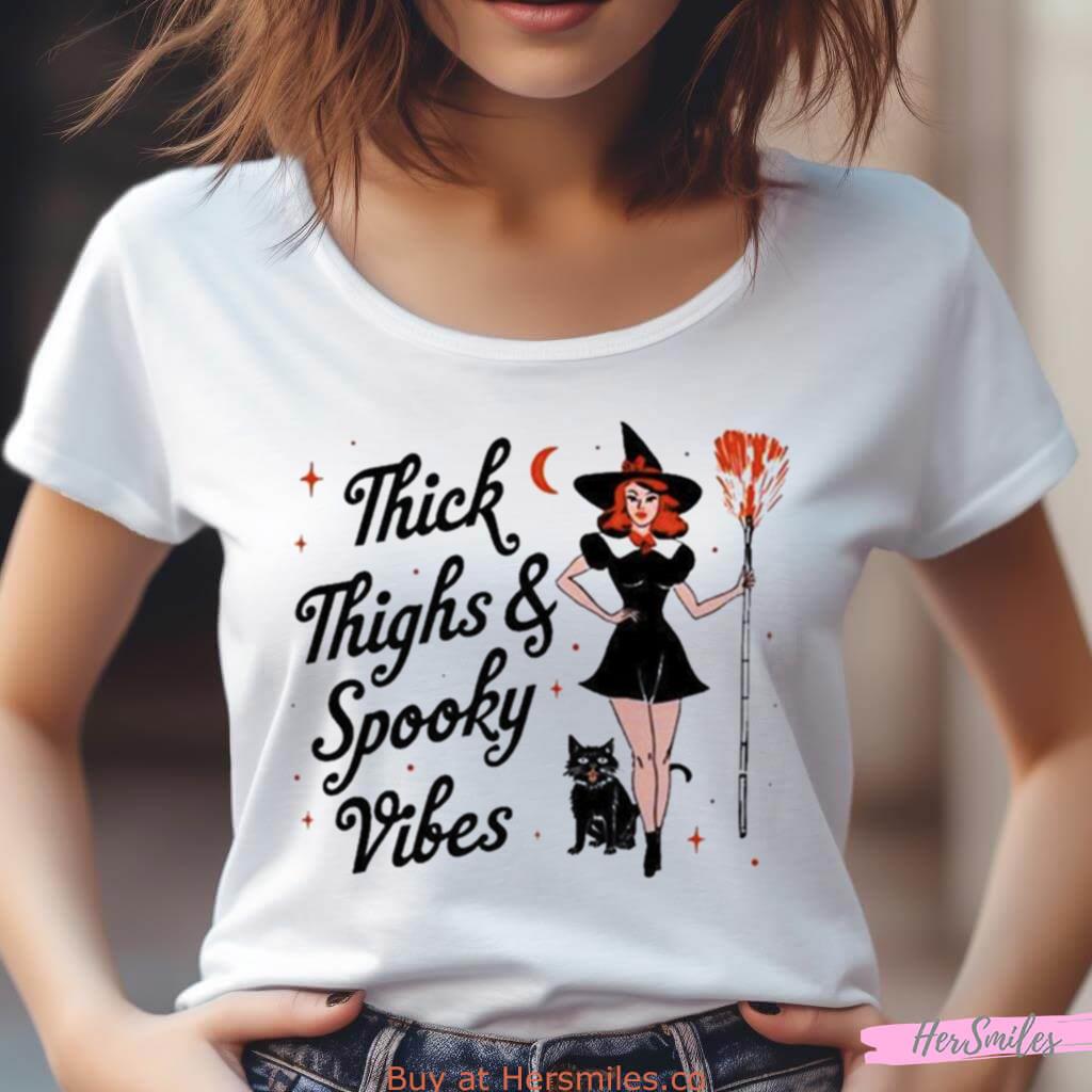 Thick Thighs And Spooky Vibes Halloween 2023 Shirt Thick Thighs And Spooky Vibes Halloween 2023 Shirt