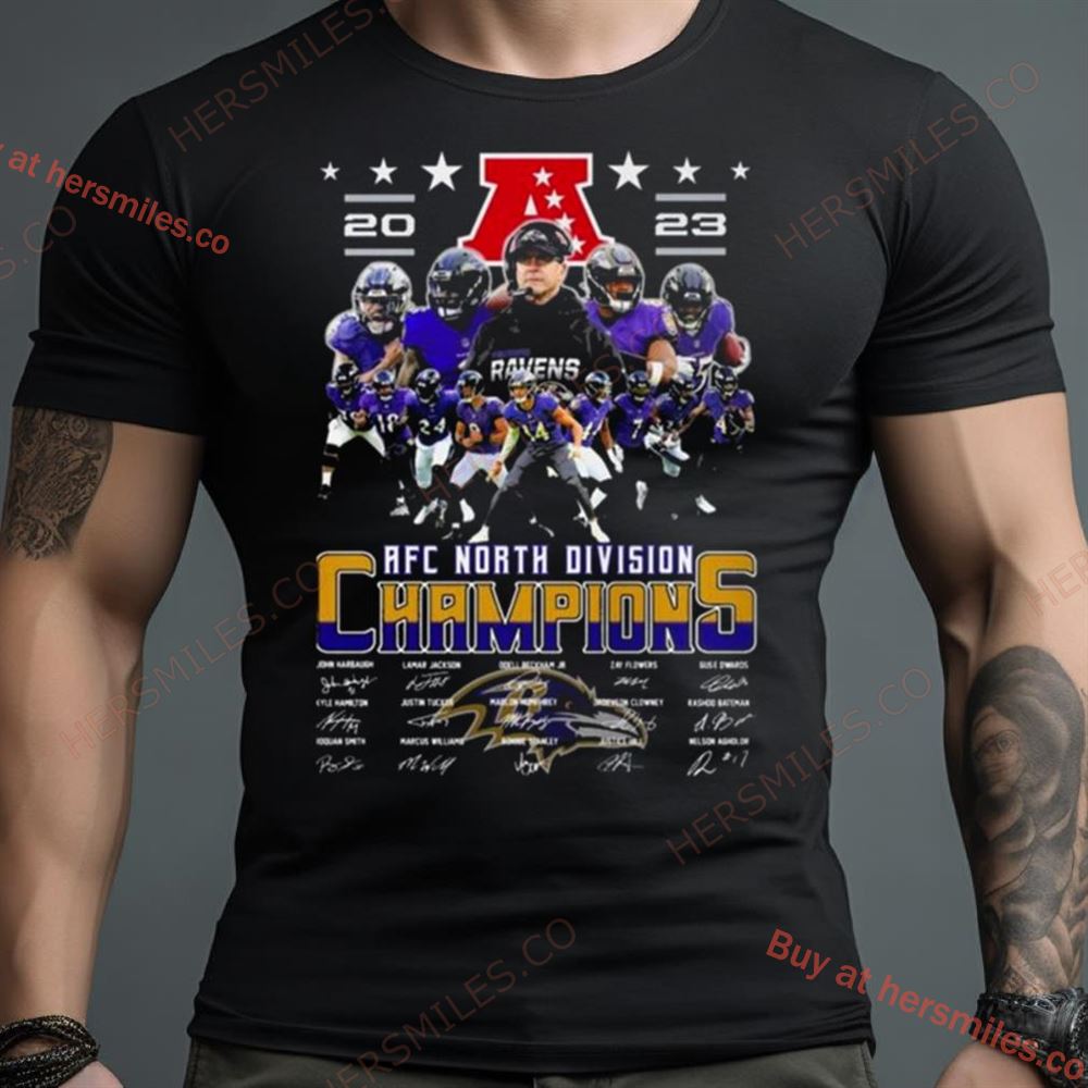 Baltimore Ravens Afc North Division Champions 2023 Signatures Shirt