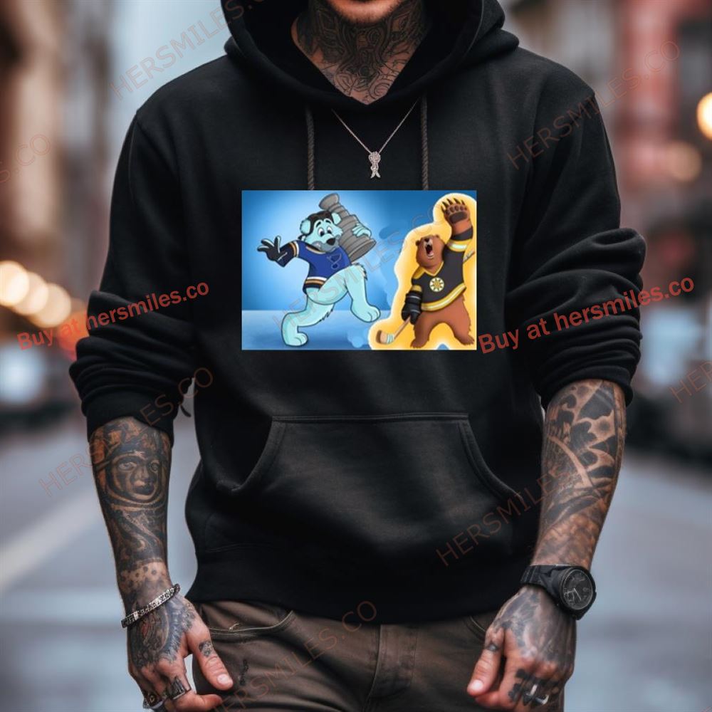 Boston Bruins Vs St. Louis Blues Nhl 2024 Mascot Cartoon Hockey Shirt Boston Bruins Vs St. Louis Blues Nhl 2024 Mascot Cartoon Hockey Shirt