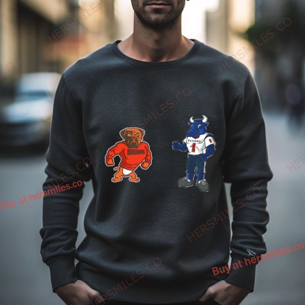 Cleveland Browns Vs Houston Texans Nfl 2024 Mascot Cartoon Football Shirt
