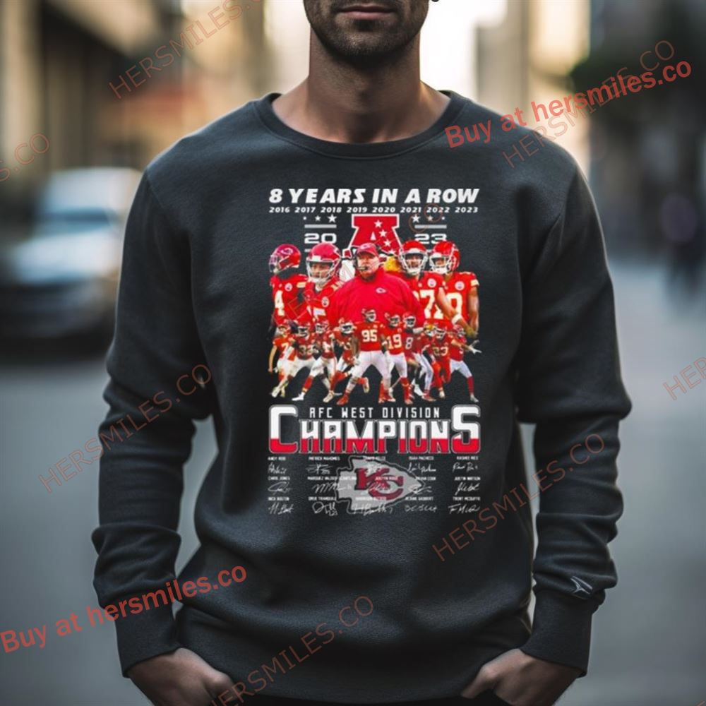 Kansas City Chiefs 8 Years In A Row 2016 2023 Afc West Division Champions Signatures Shirt