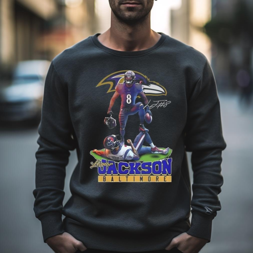 Lamar Jackson Baltimore Ravens Stomp On Cj Stroud Texans Signature Shirt