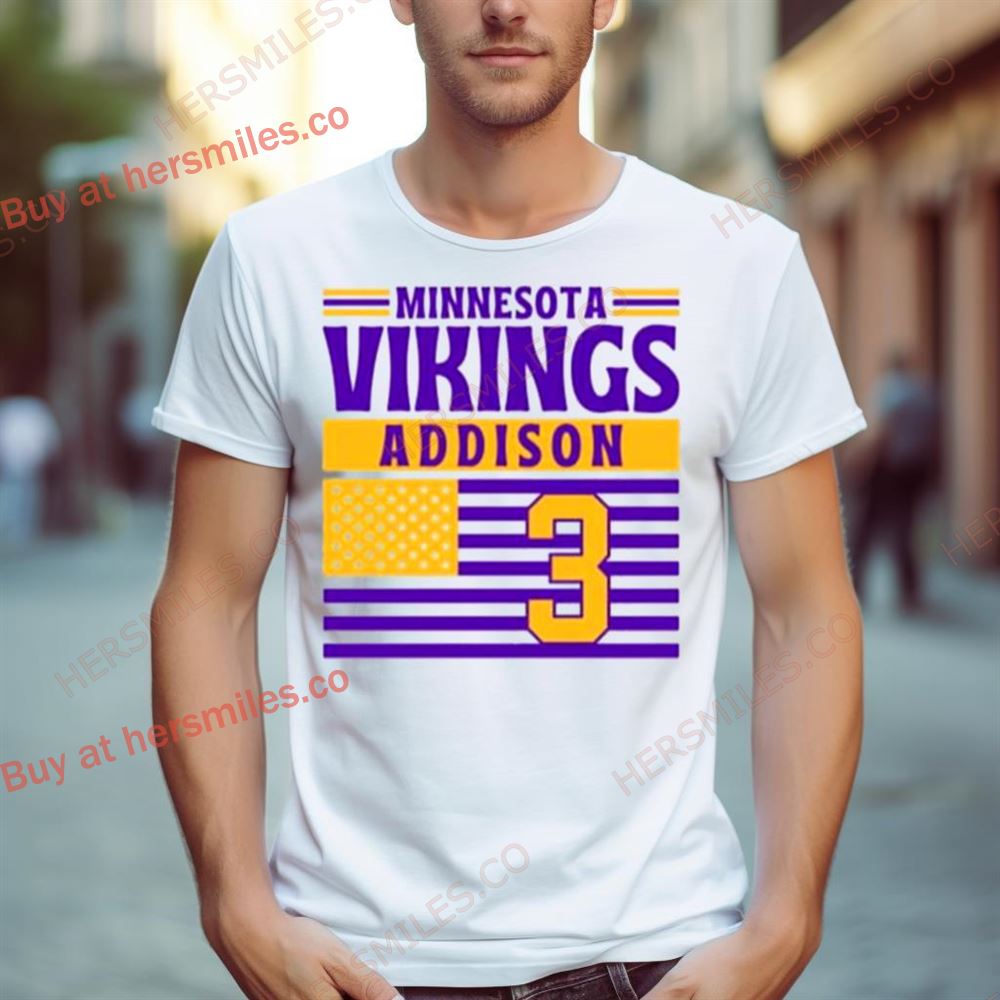 Minnesota Vikings Addison 3 American Flag Football Shirt