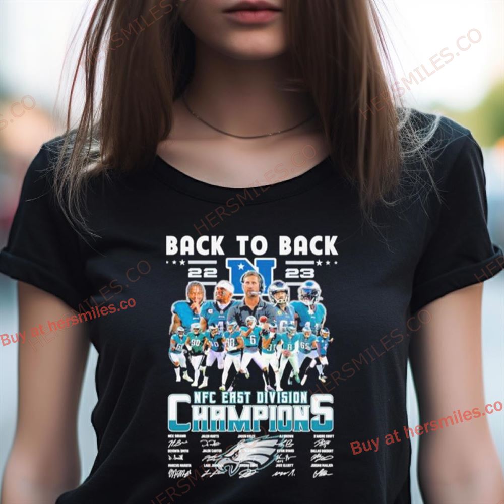 Philadelphia Eagles Back To Back 2023 Nfc East Division Champions Signatures Shirt Philadelphia Eagles Back To Back 2023 Nfc East Division Champions Signatures Shirt