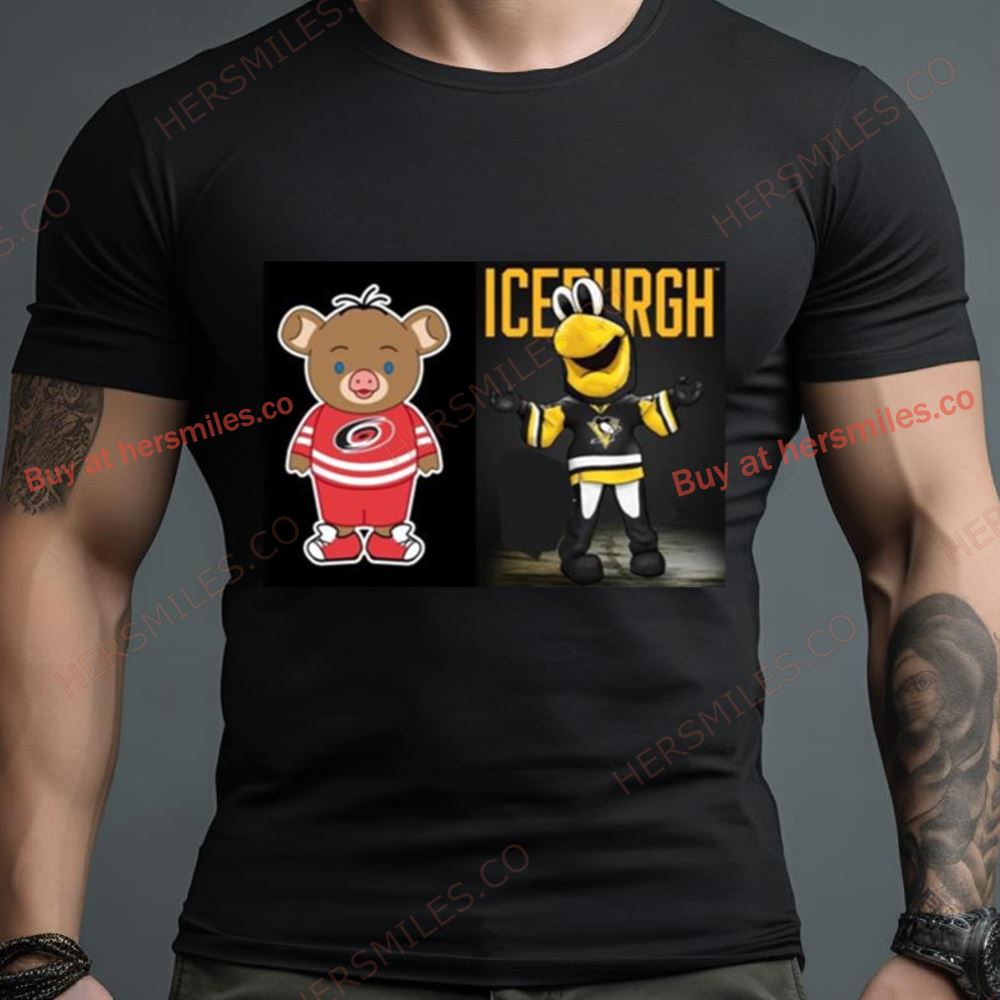 Pittsburgh Penguins Vs Carolina Hurricanes Nhl 2024 Mascot Cartoon Hockey Shirt