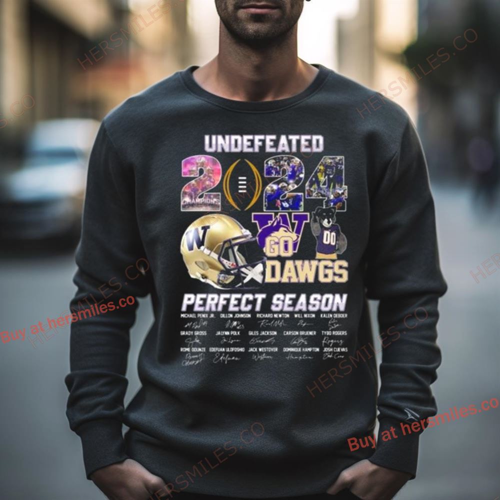 Washington Huskies Undefeated 2024 Go Dawgs Perfect Season Signatures Shirt