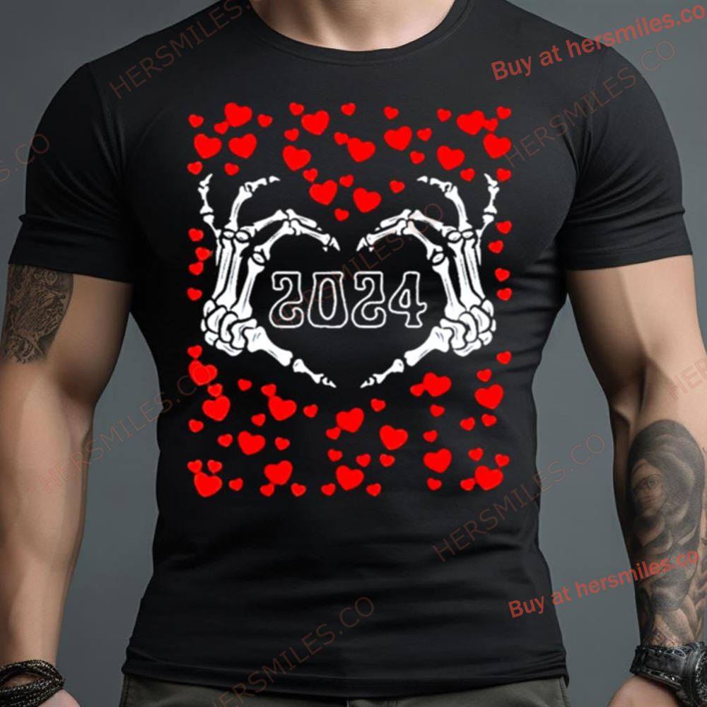 Skeleton Hand Heart Valentines Day Funny 2024 Heart’S Shirt