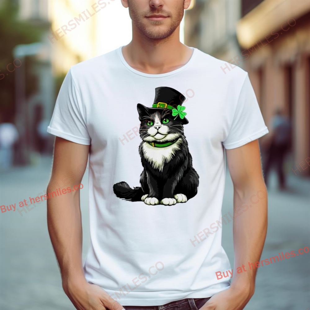 Girls Cat St Patrick’S Day Shamrock Irish Shirt