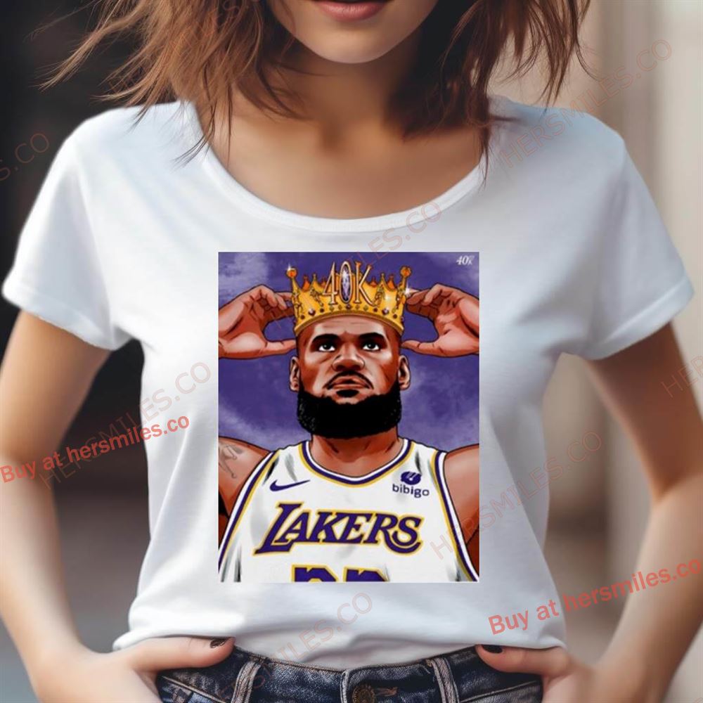 Lebron James Crown 40K Point Los Angeles Lakers Basketball Shirt Lebron James Crown 40K Point Los Angeles Lakers Basketball Shirt