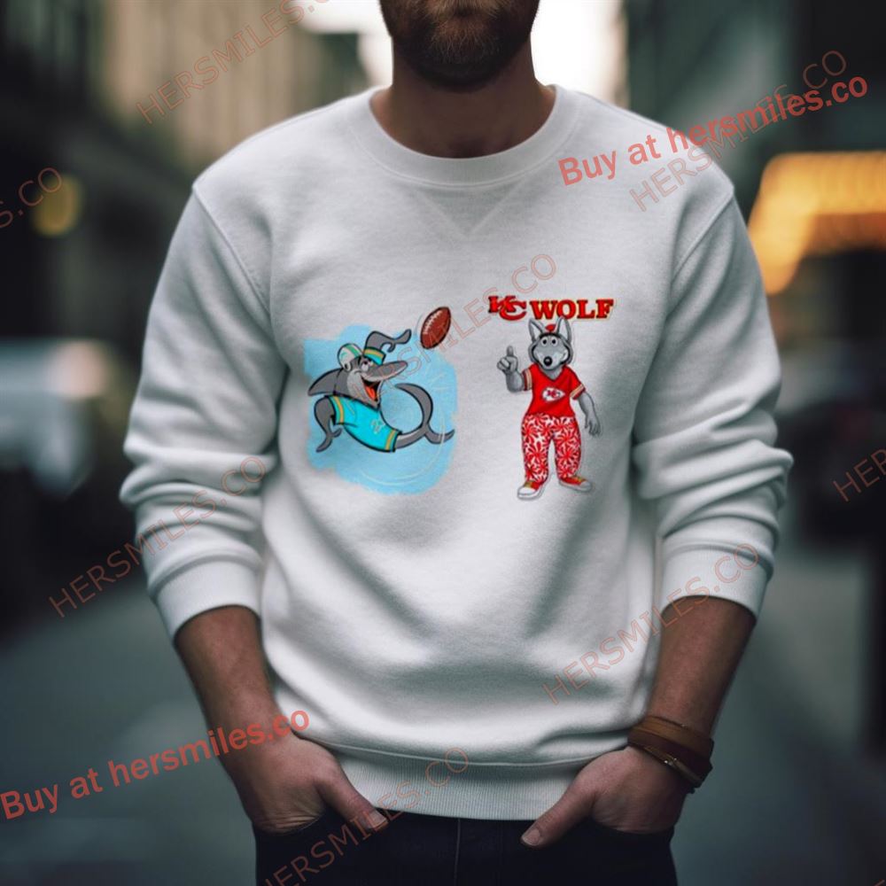 Miami Dolphins Vs Kansas City Chiefs Nfl 2024 Mascot Cartoon Football Shirt Miami Dolphins Vs Kansas City Chiefs Nfl 2024 Mascot Cartoon Football Shirt