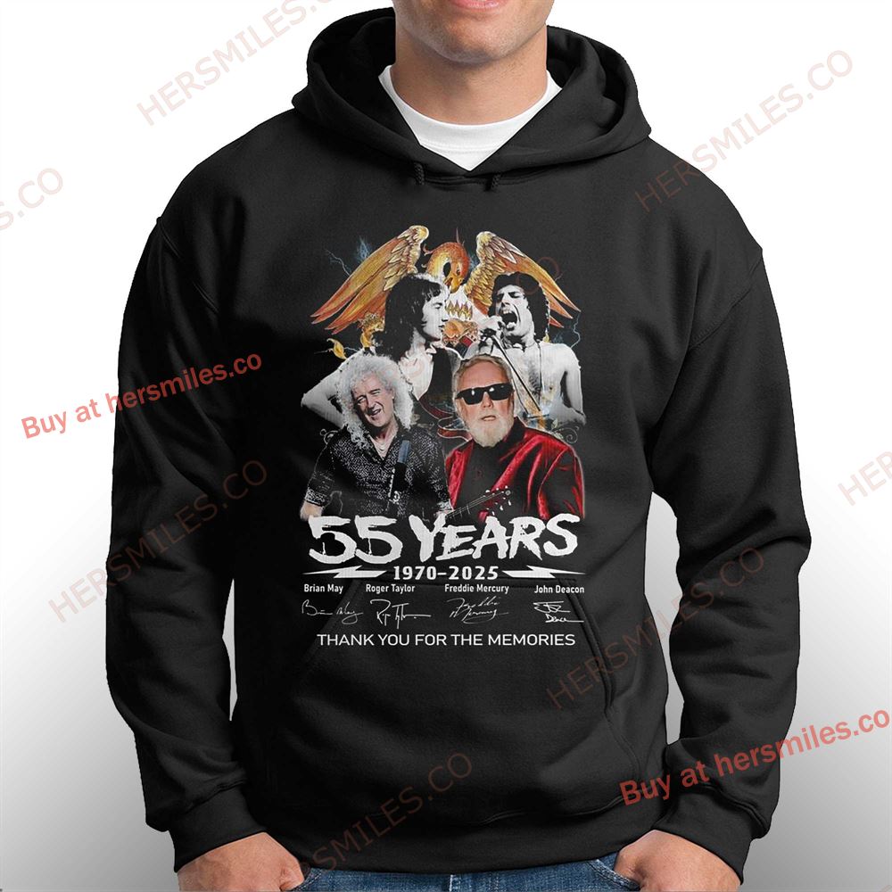 Queen Band 55 Years Of 1970-2025 Thank You For The Memories Shirt Queen Band 55 Years Of 1970-2025 Thank You For The Memories Shirt