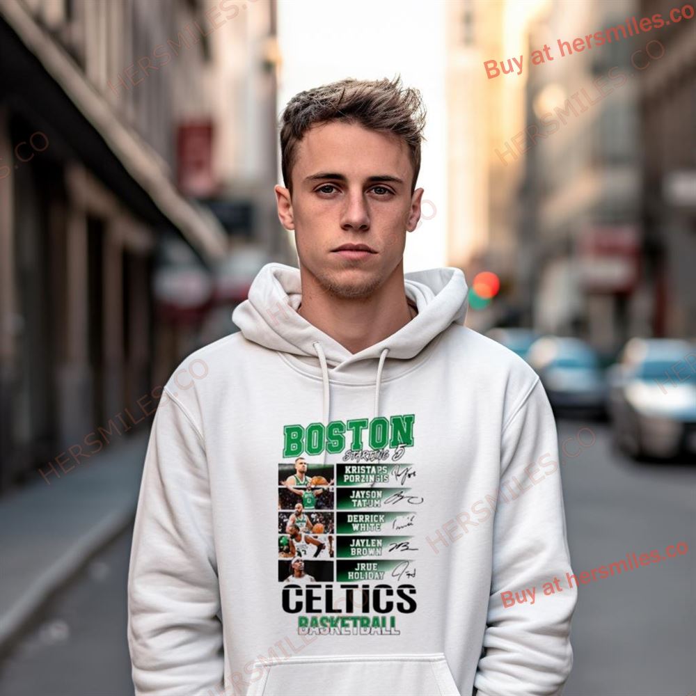 Boston Celtics Starting 5 Basketball Signatures Shirt