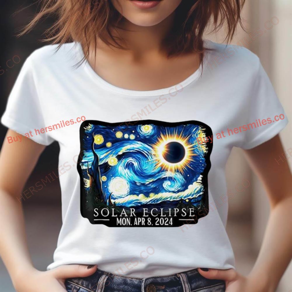Retro Starry Night & Solar Eclipse Of April 8, 2024 Shirt Retro Starry Night & Solar Eclipse Of April 8, 2024 Shirt