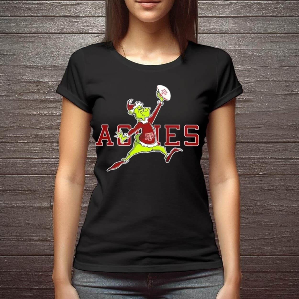 Texas Aggies Santa Grinch Air Jordan Rugby Christmas T Shirt Texas Aggies Santa Grinch Air Jordan Rugby Christmas T Shirt